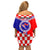 Croatia Off Shoulder Short Dress Hrvatska Interlace With Coat Of Arms - Wonder Print Shop