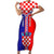 Croatia Short Sleeve Bodycon Dress Hrvatska Interlace With Coat Of Arms - Wonder Print Shop