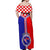 Custom Croatia Off Shoulder Maxi Dress Hrvatska Interlace With Coat Of Arms - Wonder Print Shop