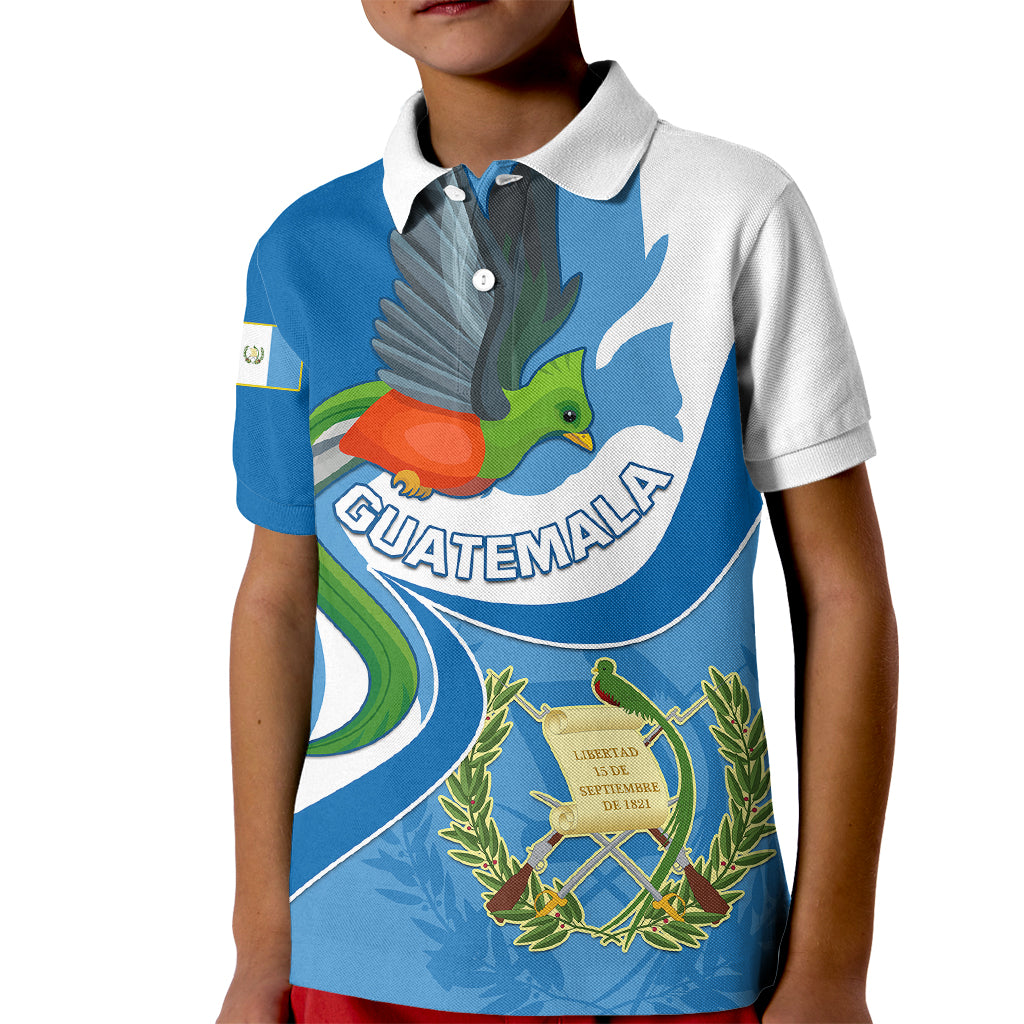 Guatemala Kid Polo Shirt Guatemalan Quetzal With Coat of Arms - Wonder Print Shop