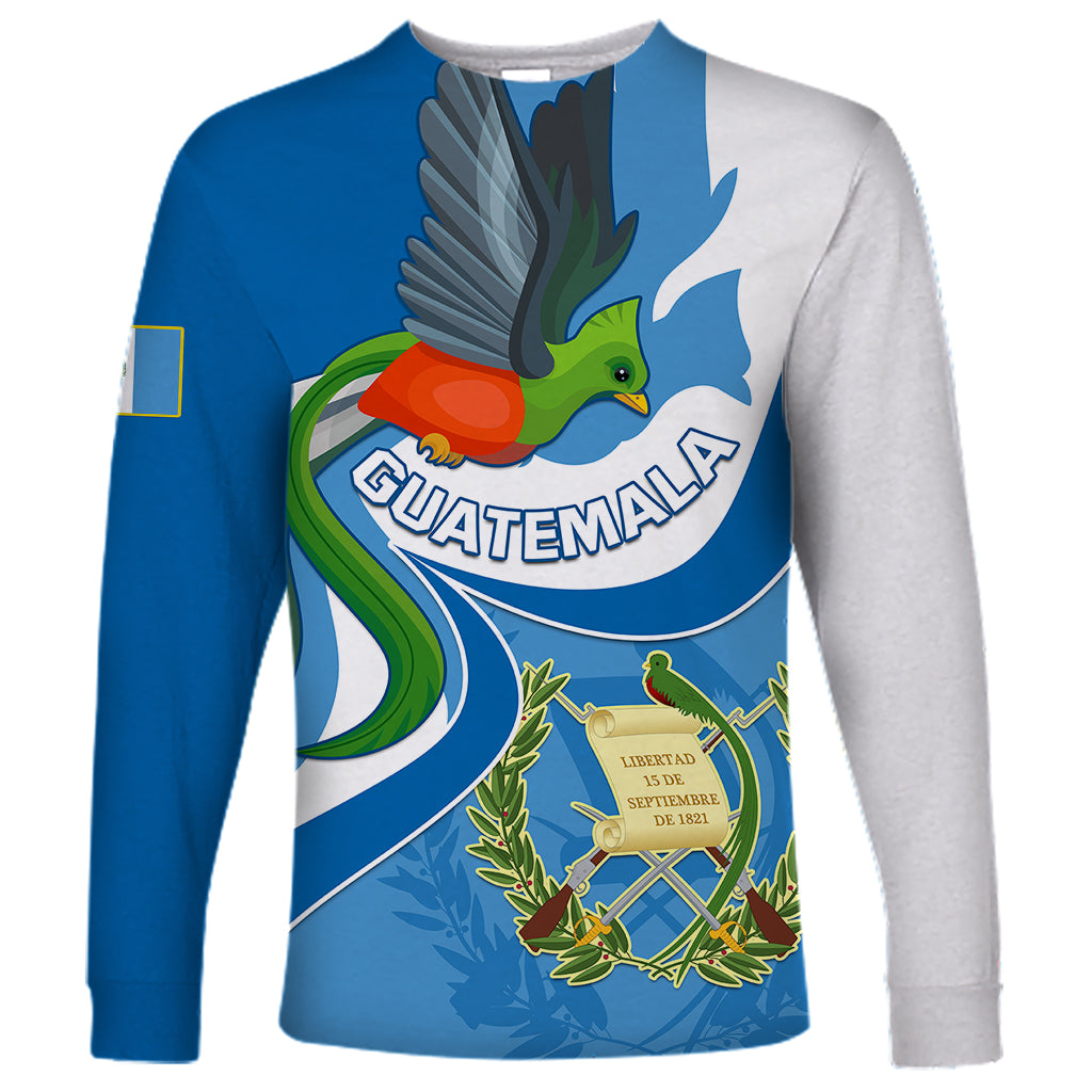 Guatemala Long Sleeve Shirt Guatemalan Quetzal With Coat of Arms - Wonder Print Shop