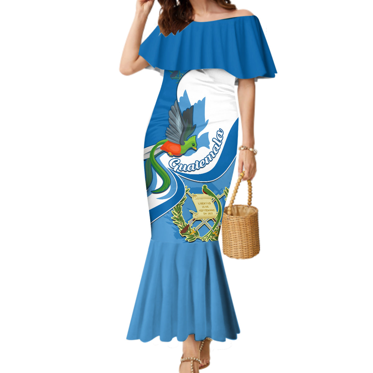 Guatemala Mermaid Dress Guatemalan Quetzal With Coat of Arms - Wonder Print Shop