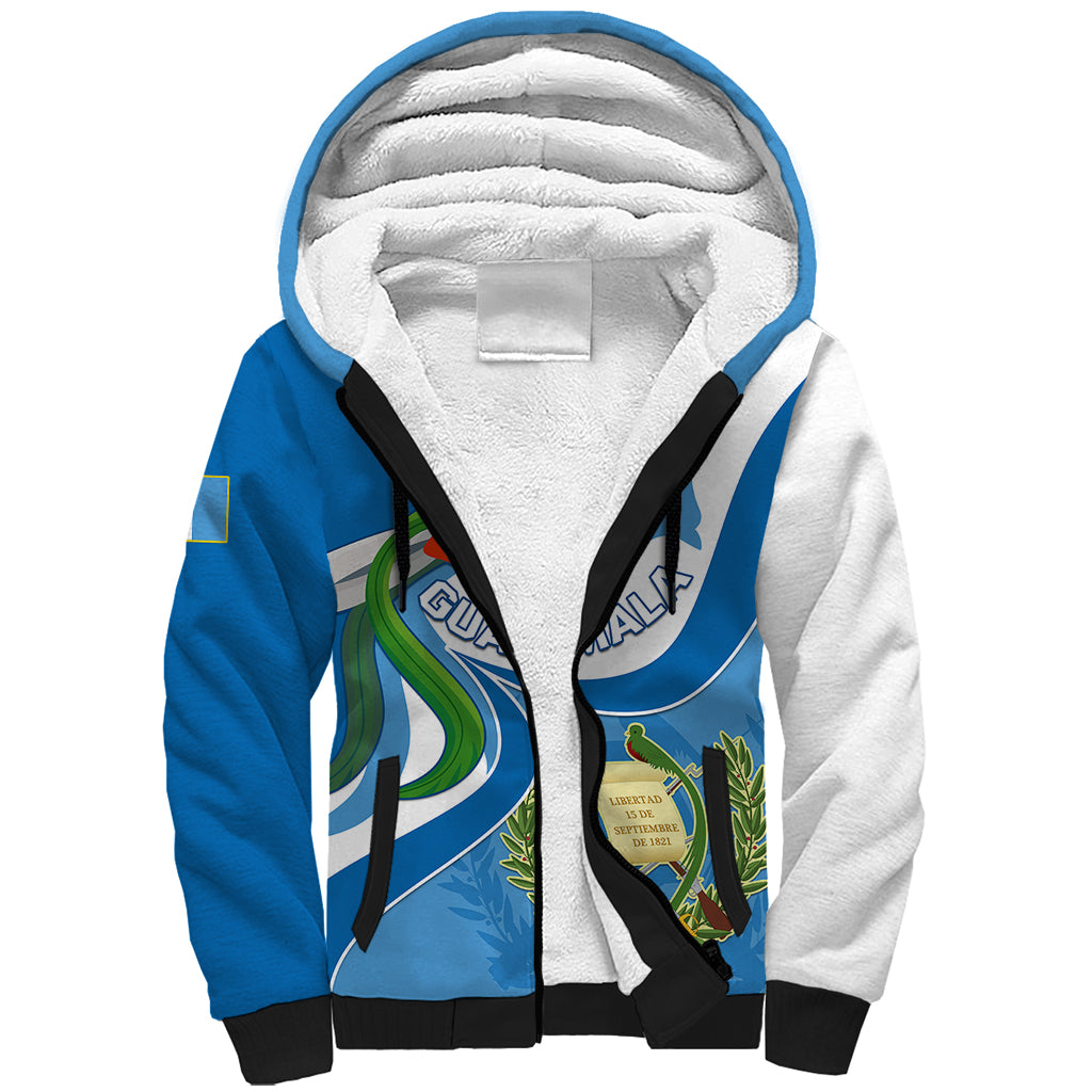 Guatemala Sherpa Hoodie Guatemalan Quetzal With Coat of Arms - Wonder Print Shop