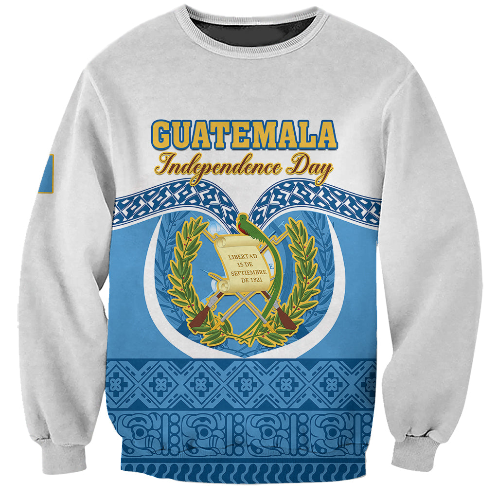 Guatemala Independence Day Sweatshirt Guatemalan Coat of Arms Mix Maya Pattern - Wonder Print Shop