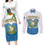 Personalised Guatemala Independence Day Couples Matching Long Sleeve Bodycon Dress and Long Sleeve Button Shirts Guatemalan Coat of Arms Mix Maya Pattern - Wonder Print Shop