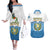 Personalised Guatemala Independence Day Couples Matching Off The Shoulder Long Sleeve Dress and Hawaiian Shirt Guatemalan Coat of Arms Mix Maya Pattern - Wonder Print Shop