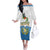 Personalised Guatemala Independence Day Off The Shoulder Long Sleeve Dress Guatemalan Coat of Arms Mix Maya Pattern - Wonder Print Shop