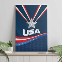 USA star canvas wall art with blue background, red/white stripes, and “USA” text
