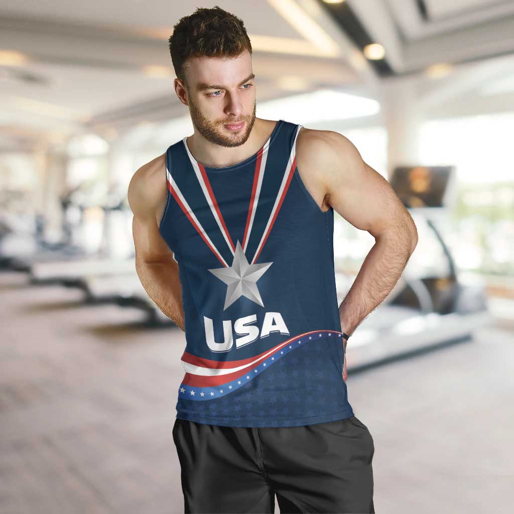 Custom USA Star Medal Men Tank Top United States of America Champion - Wonder Print Shop