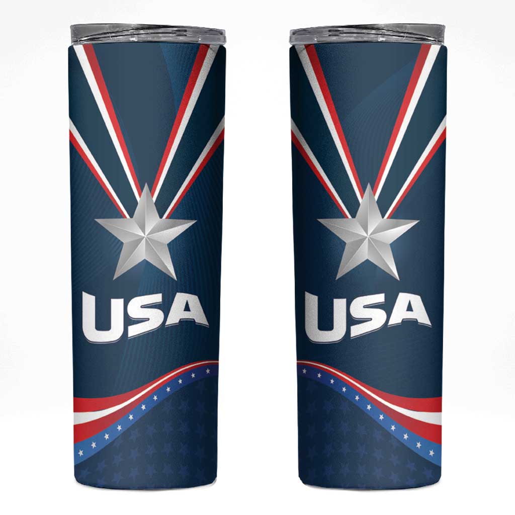 USA Silver Star Medal Skinny Tumbler Team USA Champion