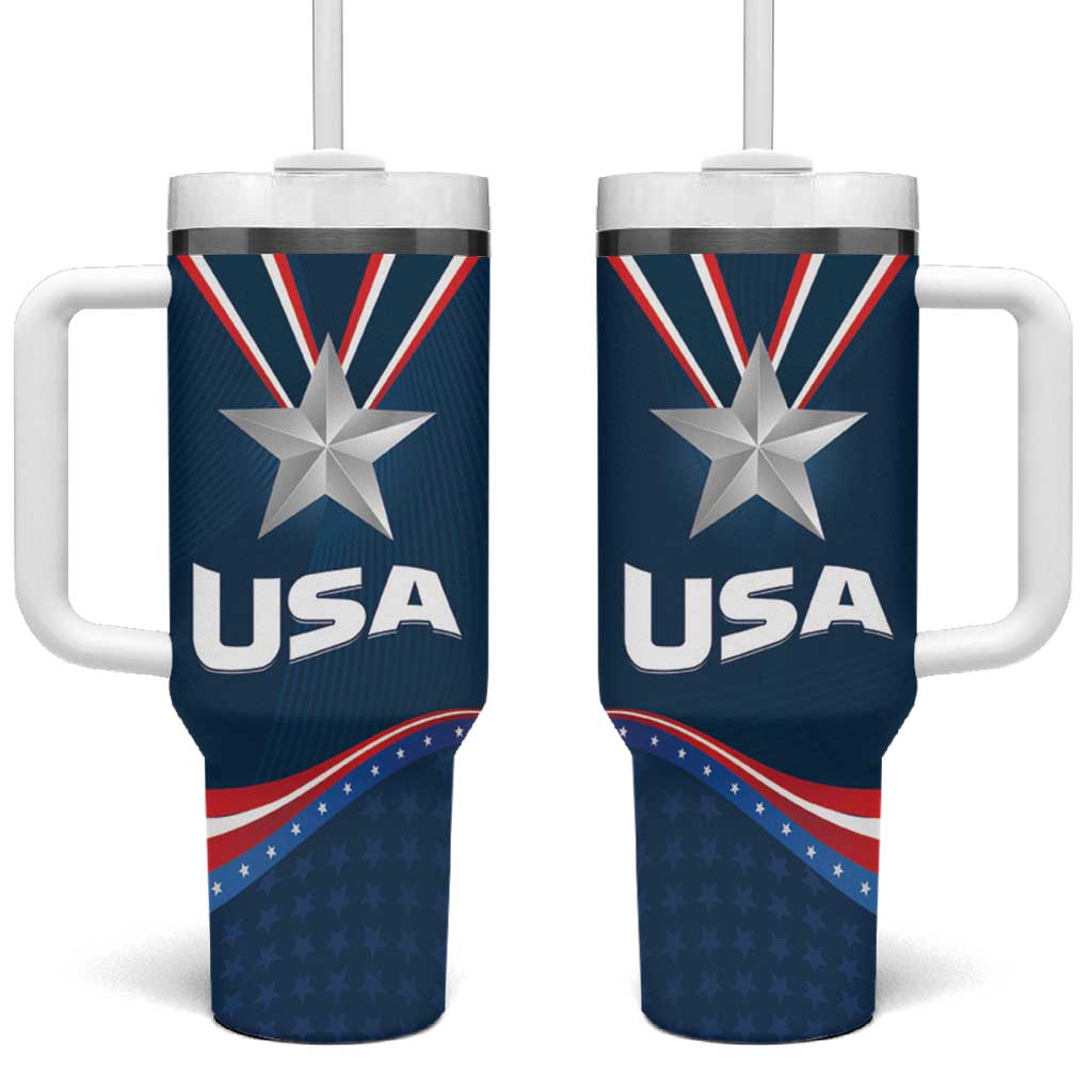 USA Silver Star Medal Tumbler With Handle Team USA Champion