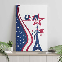 USA Eiffel Tower canvas wall art front design with USA emblem and Eiffel Tower illustration