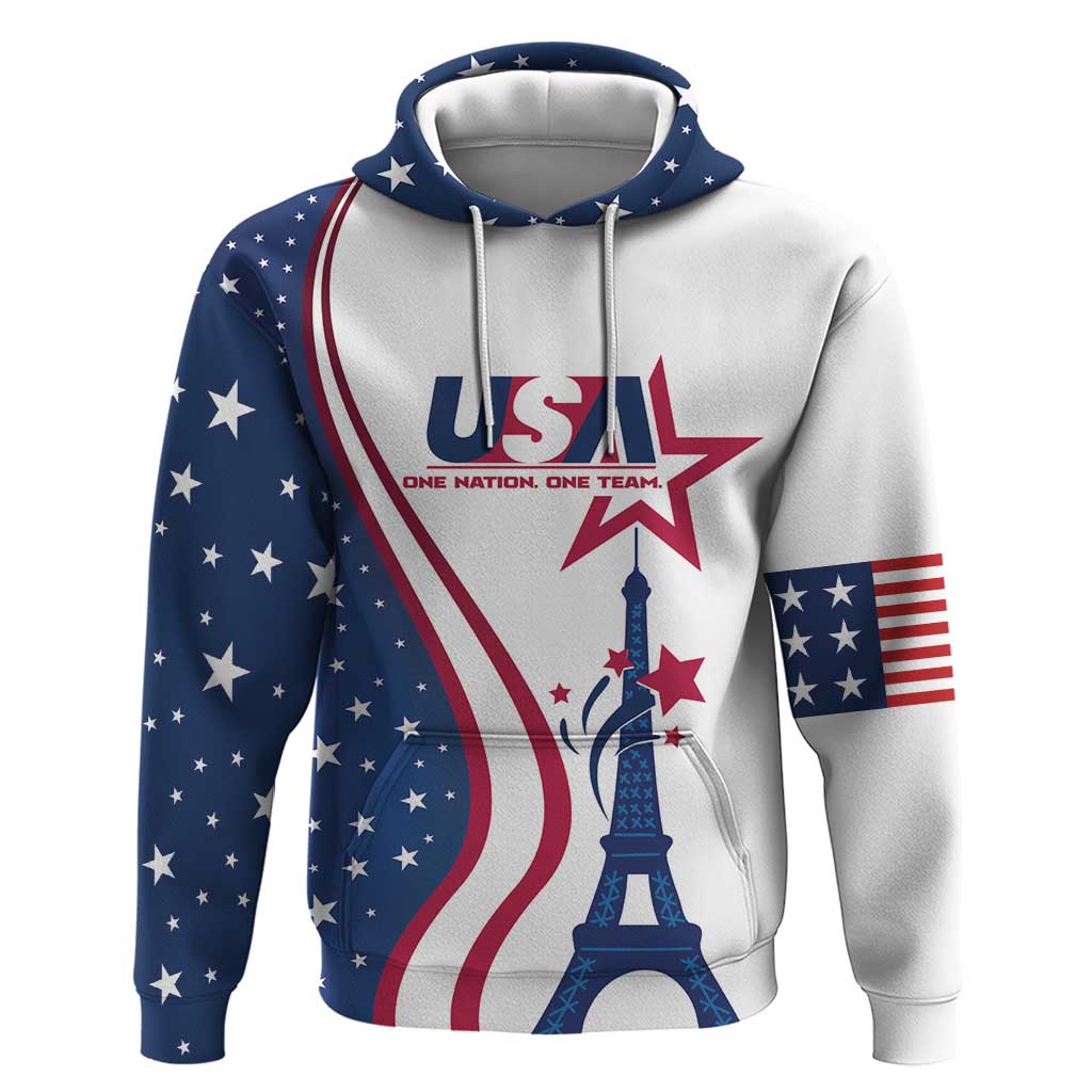 Custom USA Eiffel Tower Hoodie One Nation One Team - Wonder Print Shop