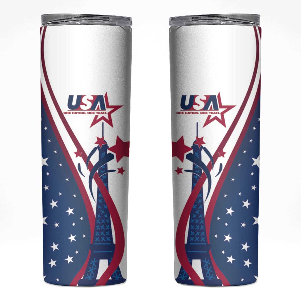 USA Eiffel Tower Skinny Tumbler One Nation One Team