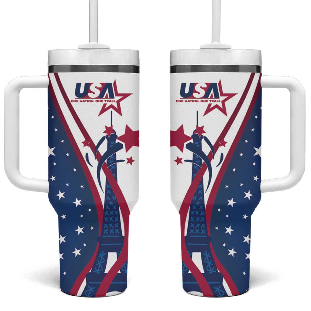 USA Eiffel Tower Tumbler With Handle One Nation One Team