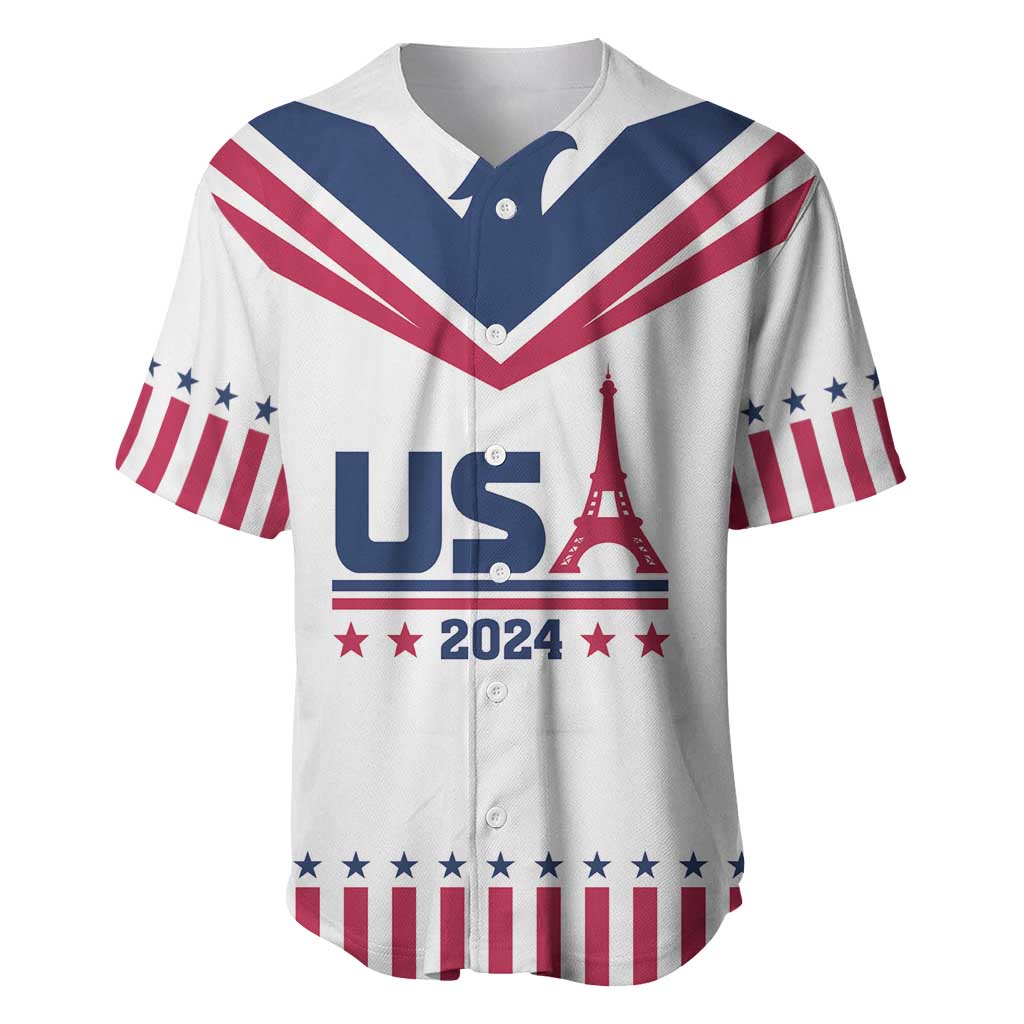 Custom USA 2024 Eiffel Tower Baseball Jersey United States Summer Sport - Wonder Print Shop