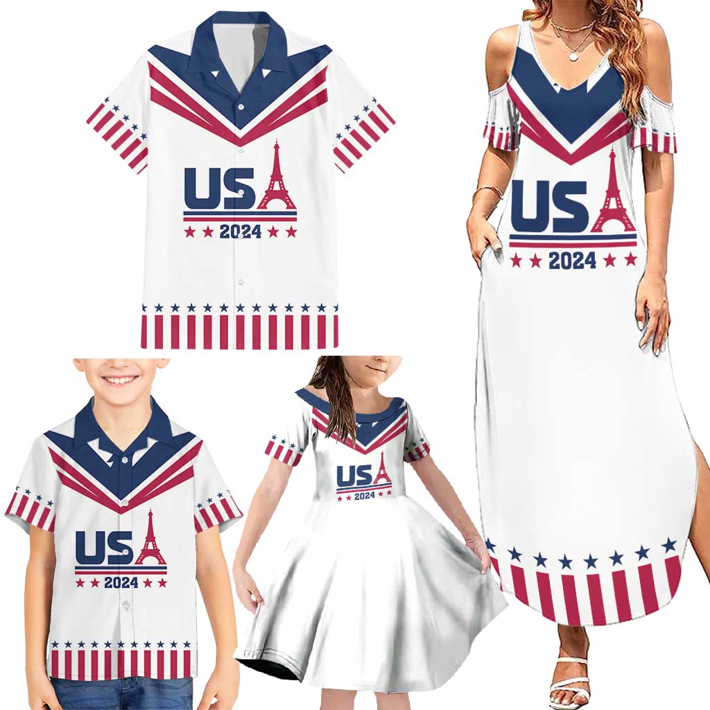 Custom USA 2024 Eiffel Tower Family Matching Summer Maxi Dress and Hawaiian Shirt United States Summer Sport - Wonder Print Shop