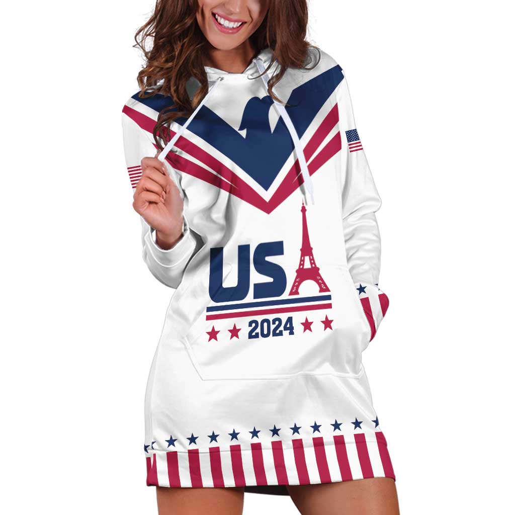 Custom USA 2024 Eiffel Tower Hoodie Dress United States Summer Sport - Wonder Print Shop