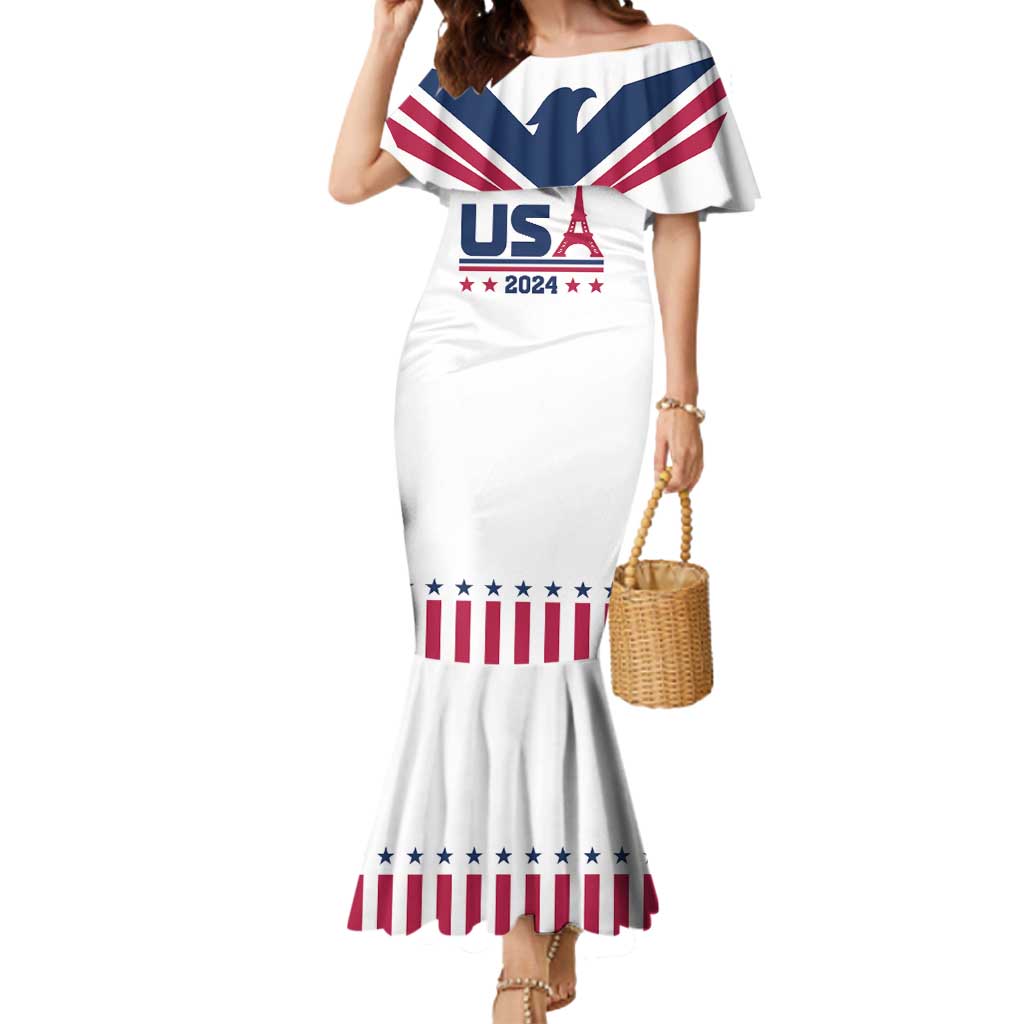 Custom USA 2024 Eiffel Tower Mermaid Dress United States Summer Sport - Wonder Print Shop