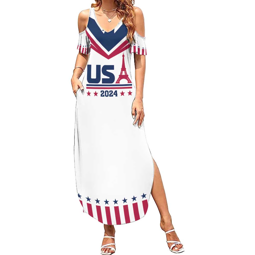 Custom USA 2024 Eiffel Tower Summer Maxi Dress United States Summer Sport - Wonder Print Shop