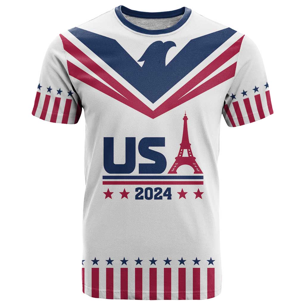 Custom USA 2024 Eiffel Tower T Shirt United States Summer Sport - Wonder Print Shop