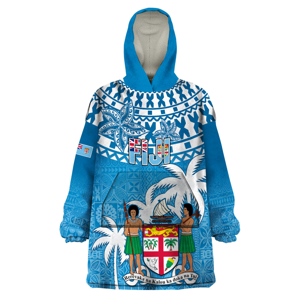 Personalised Fiji Wearable Blanket Hoodie Bula Fijian Tapa Pattern - Wonder Print Shop