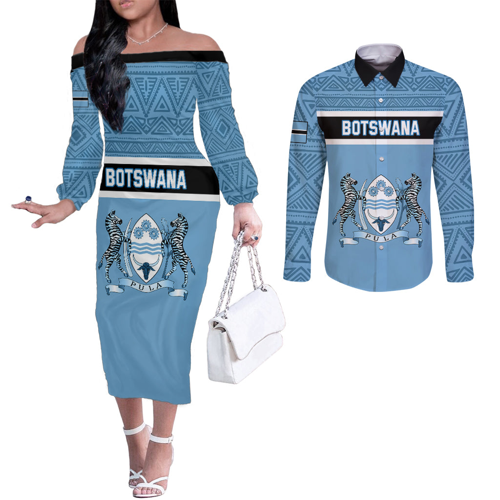 botswana-couples-matching-off-the-shoulder-long-sleeve-dress-and-long-sleeve-button-shirts-tswana-pula-african-pattern