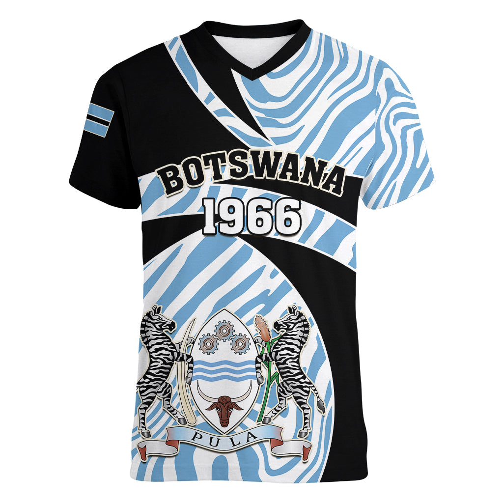 botswana-independence-day-women-v-neck-t-shirt-lefatshe-la-botswana-zebra-pattern