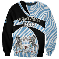 Botswana Independence Day sweatshirt, black/blue zebra print, BOTSWANA 1966 PULA graphic