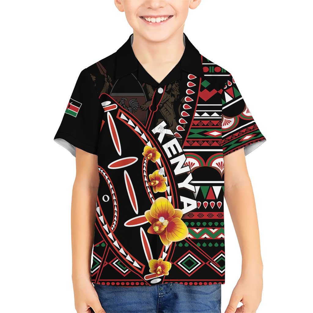 Personalized Kenya Kid Hawaiian Shirt Jamhuri ya Kenya Shield