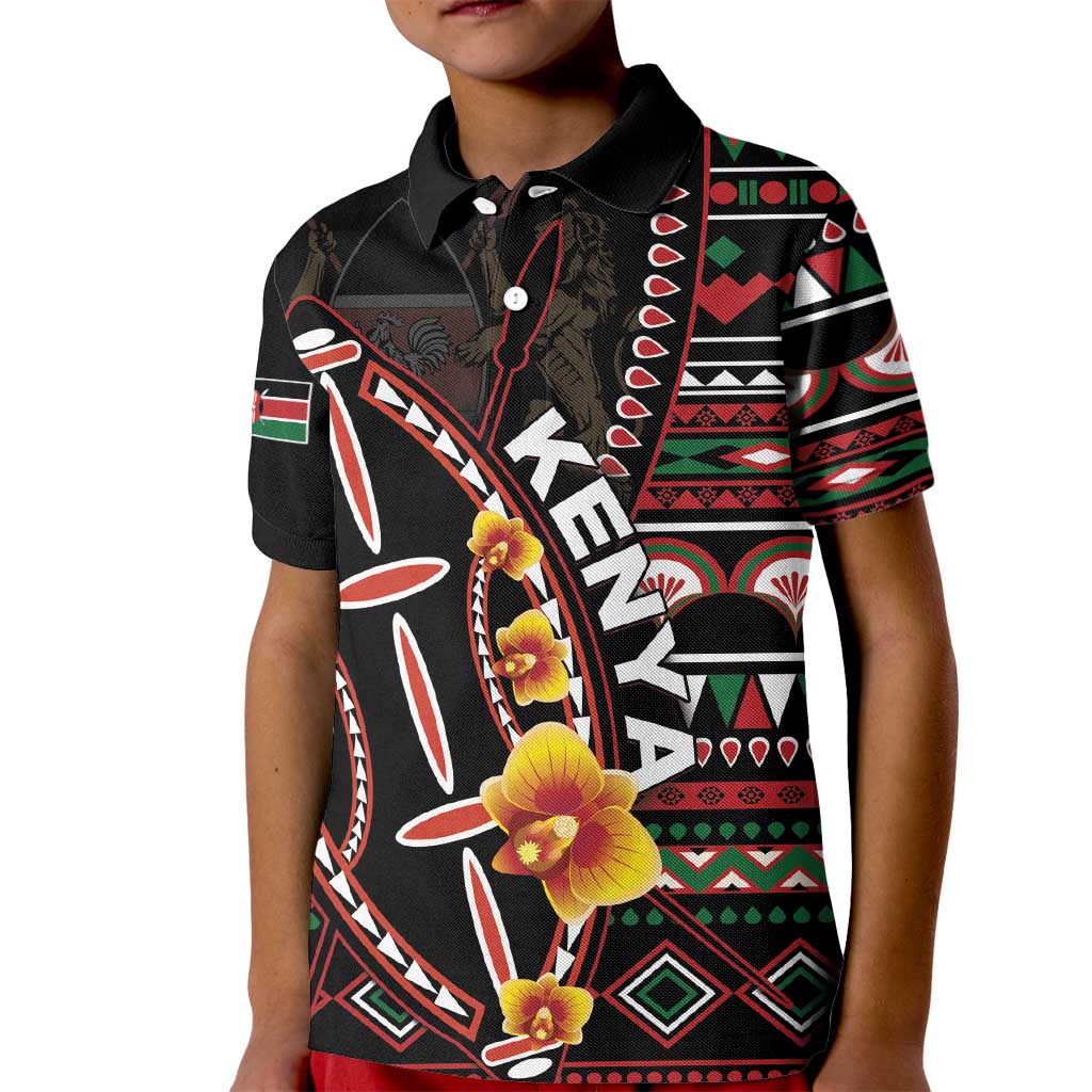 Personalized Kenya Kid Polo Shirt Jamhuri ya Kenya Shield