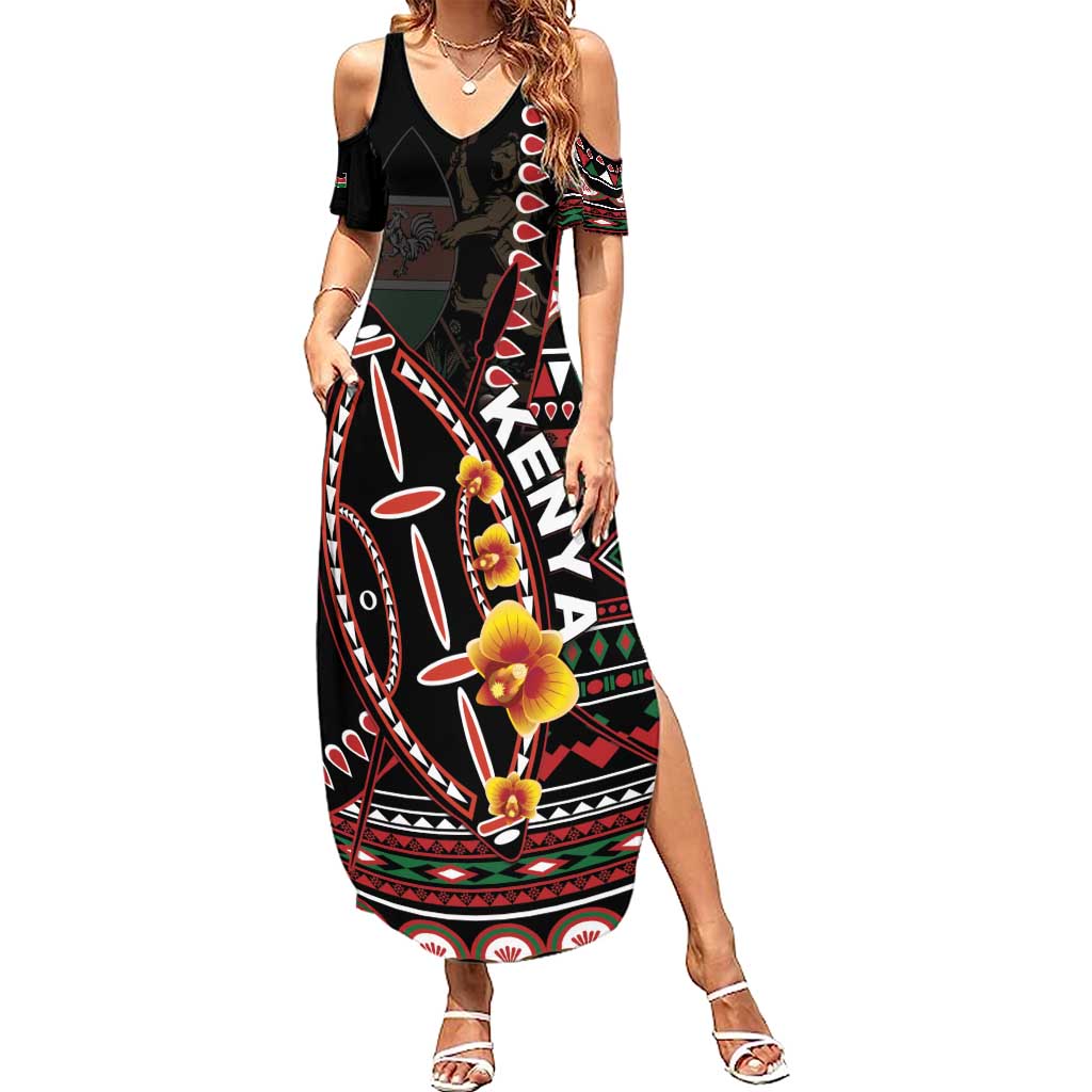 Personalized Kenya Summer Maxi Dress Jamhuri ya Kenya Shield