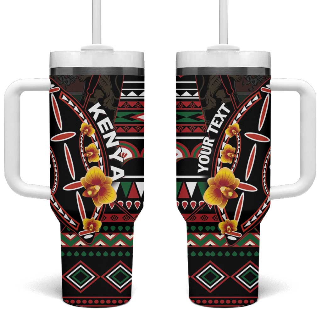 Personalized Kenya Tumbler With Handle Jamhuri ya Kenya Shield