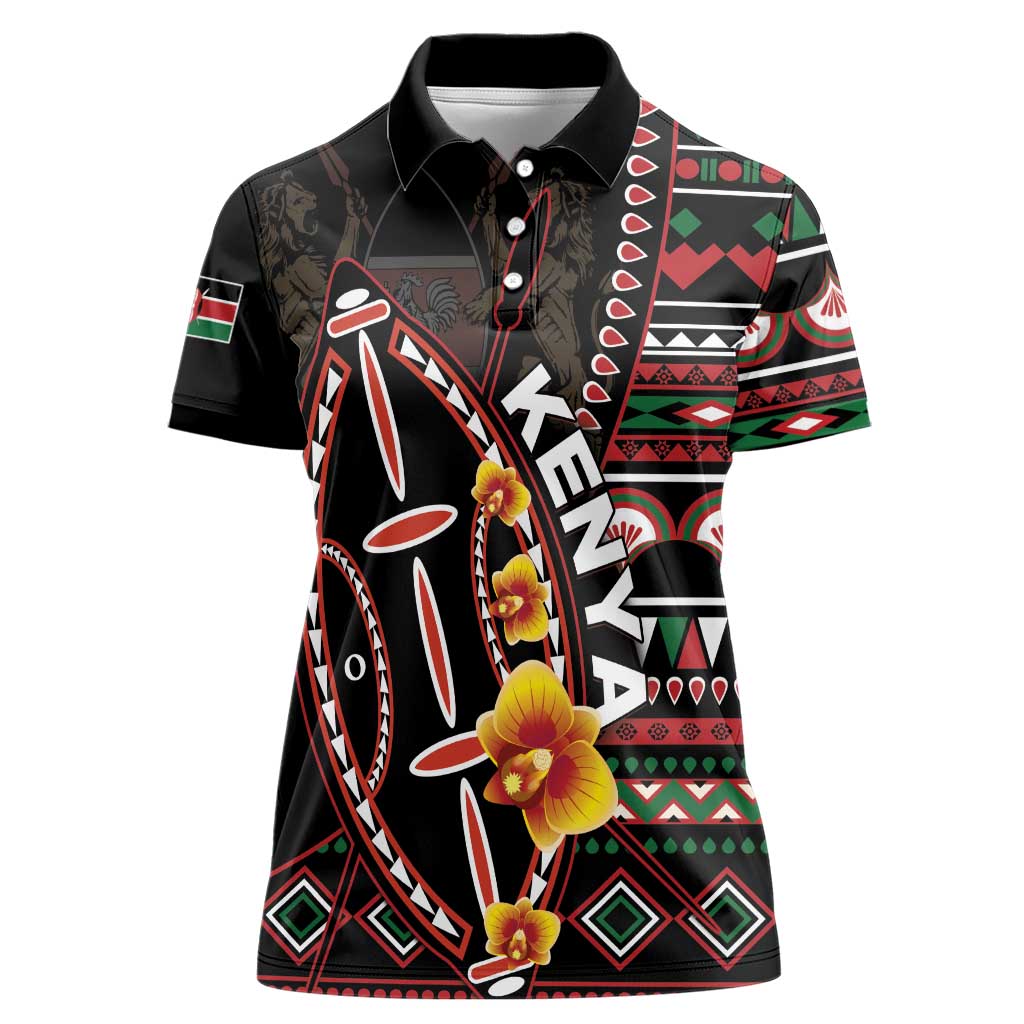 Personalized Kenya Women Polo Shirt Jamhuri ya Kenya Shield