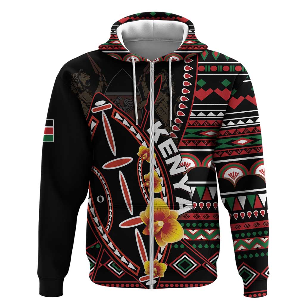 Personalized Kenya Zip Hoodie Jamhuri ya Kenya Shield - Wonder Print Shop