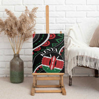 Kenya canvas wall art with 'KENYA' lettering and red-green African geometric design on black