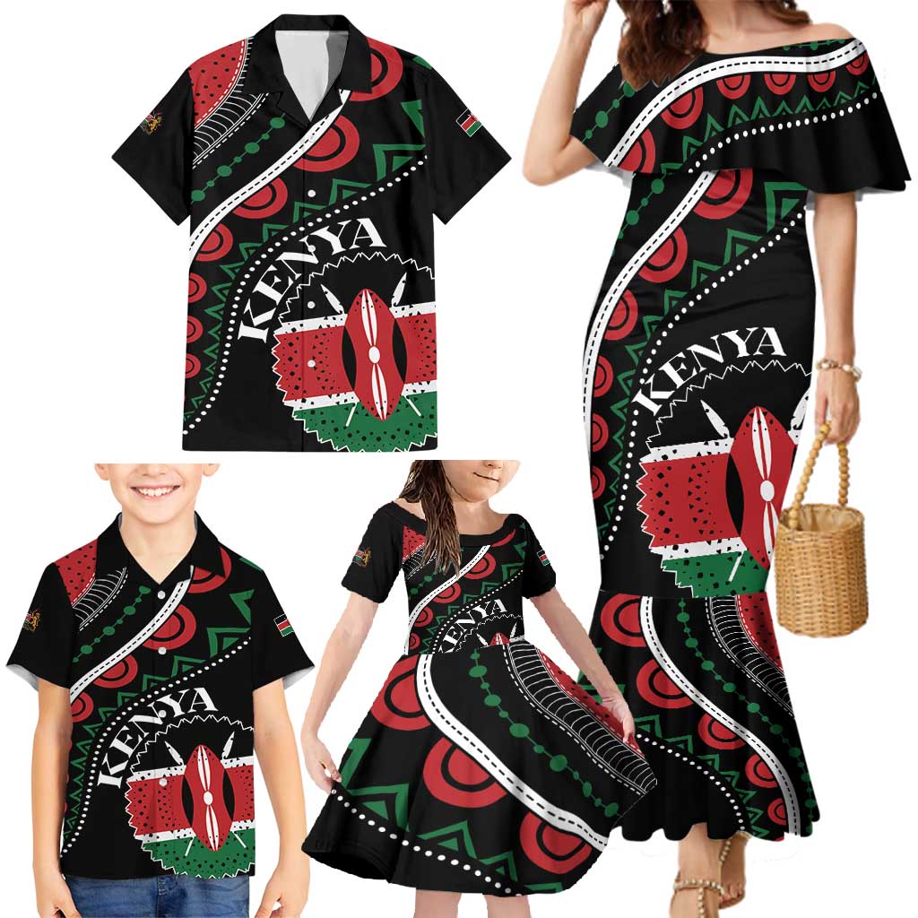 Personalized Kenya Family Matching Mermaid Dress and Hawaiian Shirt Harambee African Pattern