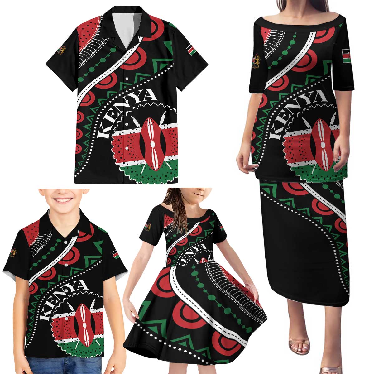 Personalized Kenya Family Matching Puletasi and Hawaiian Shirt Harambee African Pattern