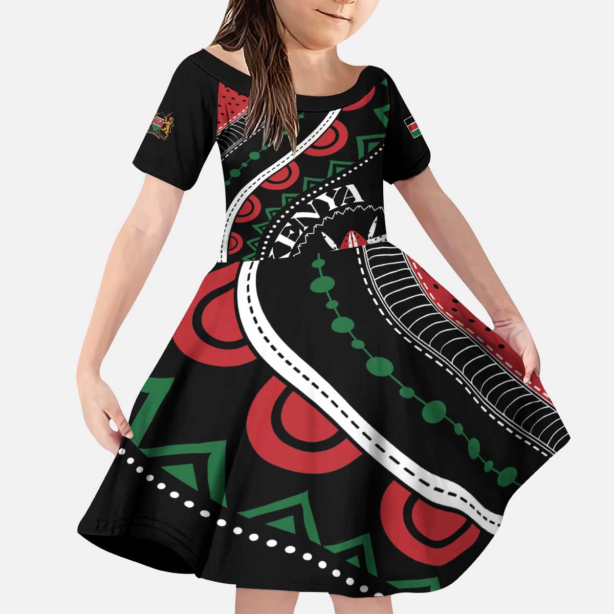 Personalized Kenya Kid Short Sleeve Dress Harambee African Pattern