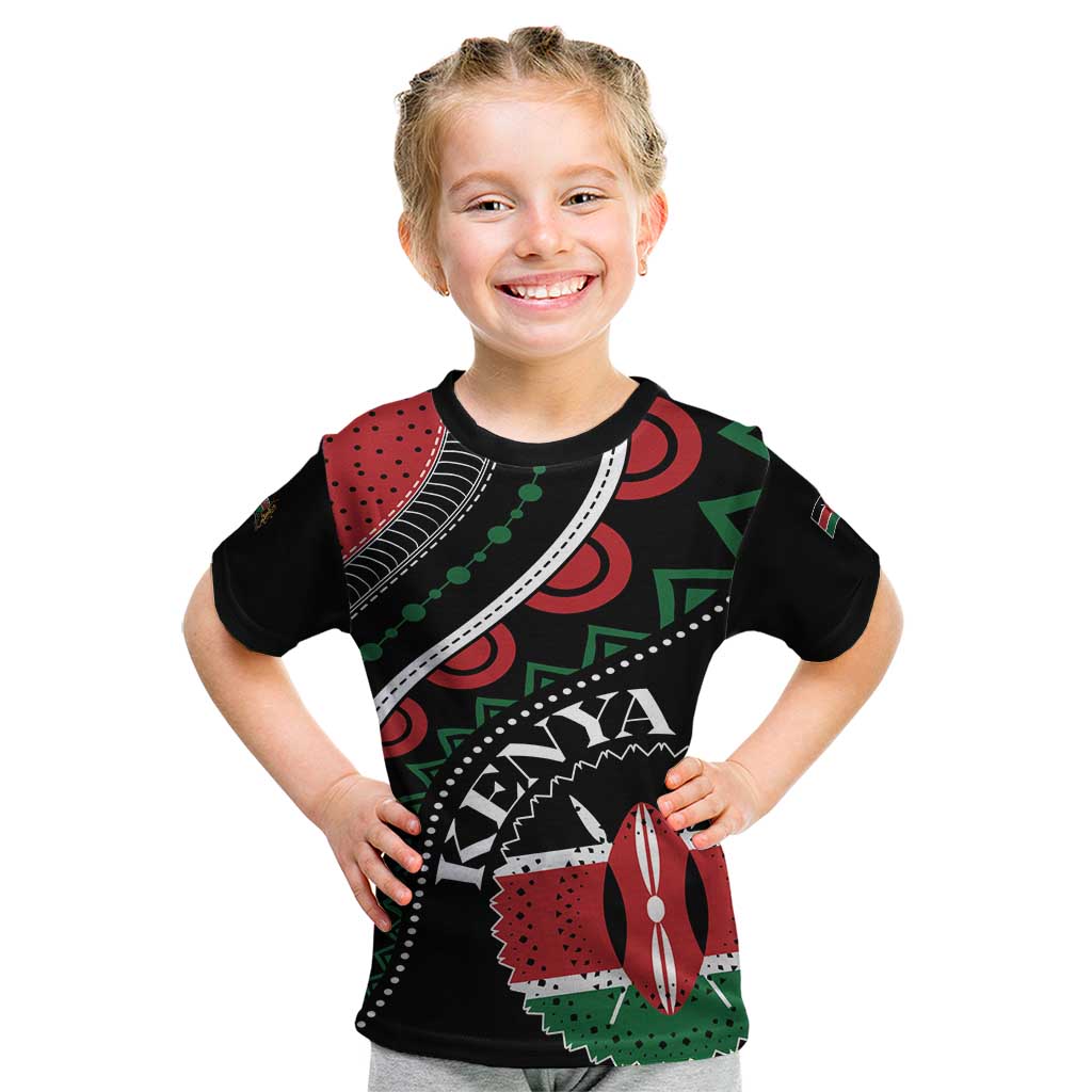 Personalized Kenya Kid T Shirt Harambee African Pattern