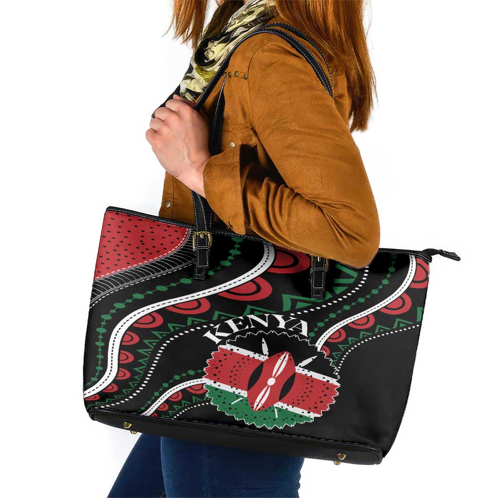 Kenya Leather Tote Bag Harambee African Pattern