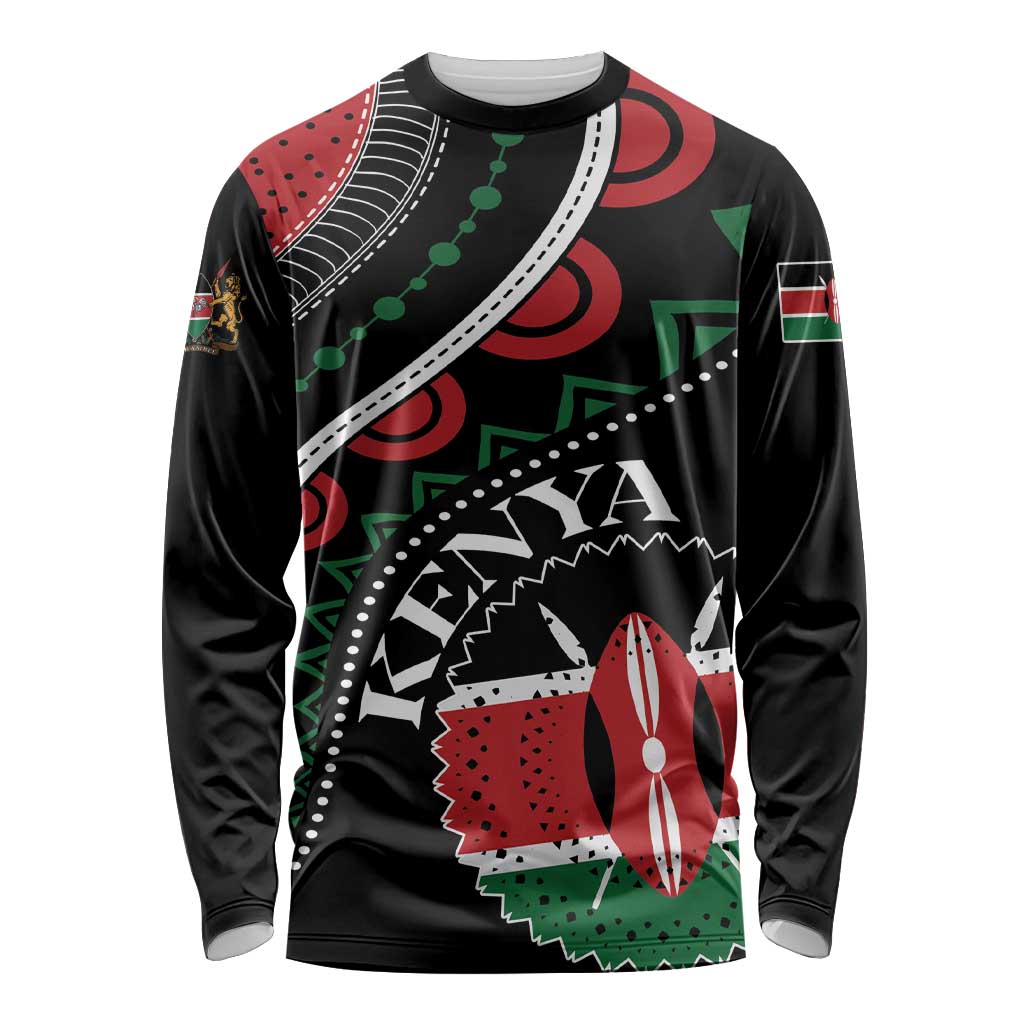 Personalized Kenya Long Sleeve Shirt Harambee African Pattern