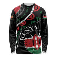 Unisex black long sleeve shirt with bold African pattern and decorative graphic front
