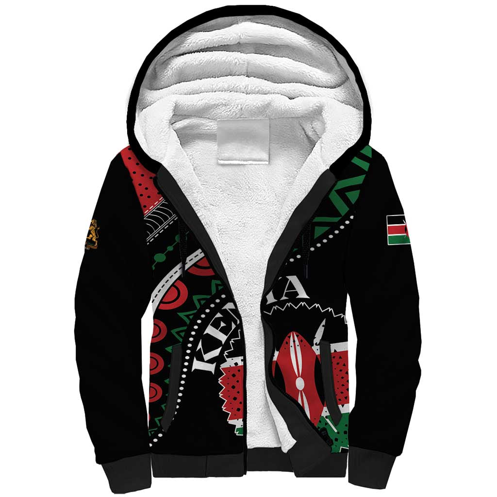 Personalized Kenya Sherpa Hoodie Harambee African Pattern