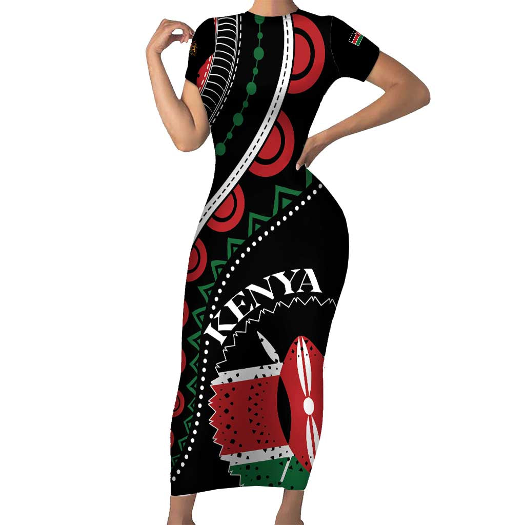 Personalized Kenya Short Sleeve Bodycon Dress Harambee African Pattern