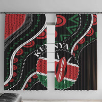 Kenya window curtain pair with symmetrical African geometric print in black, red, green, white
