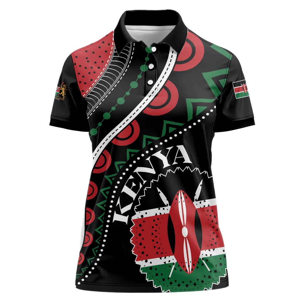 Personalized Kenya Women Polo Shirt Harambee African Pattern