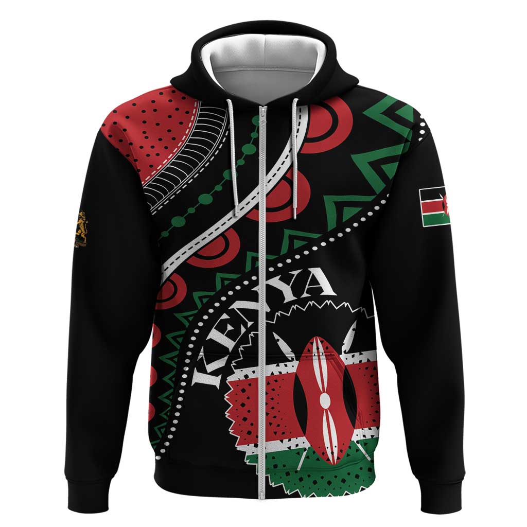 Personalized Kenya Zip Hoodie Harambee African Pattern