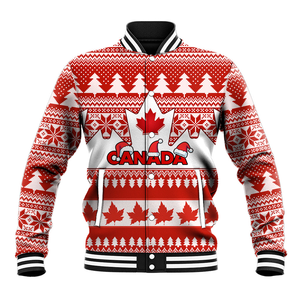 Custom Canada Christmas Baseball Jacket Maple Leaf Unique Style - Wonder Print Shop