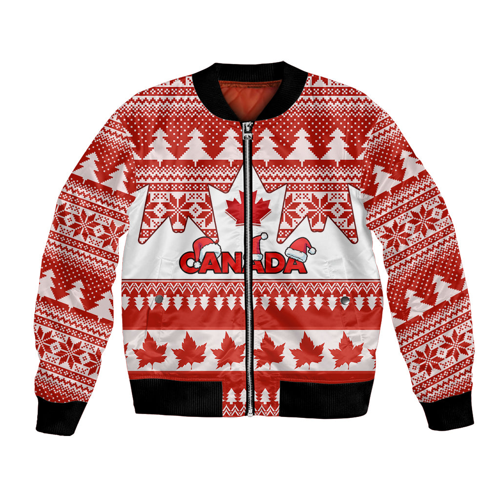 Custom Canada Christmas Bomber Jacket Maple Leaf Unique Style - Wonder Print Shop